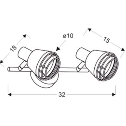 Wandspot NERIA 2xE14/40W/230V zwart/koper