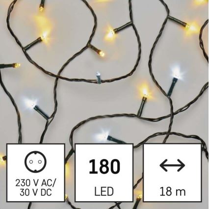 Warm Koel wit LED Kerst buitenketting 180x LED / 23m IP44