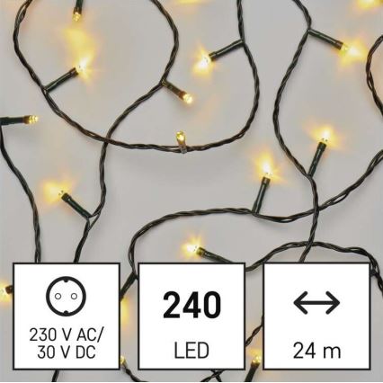 Warm Wit LED Kerst buitenketting 240x LED / 29m IP44