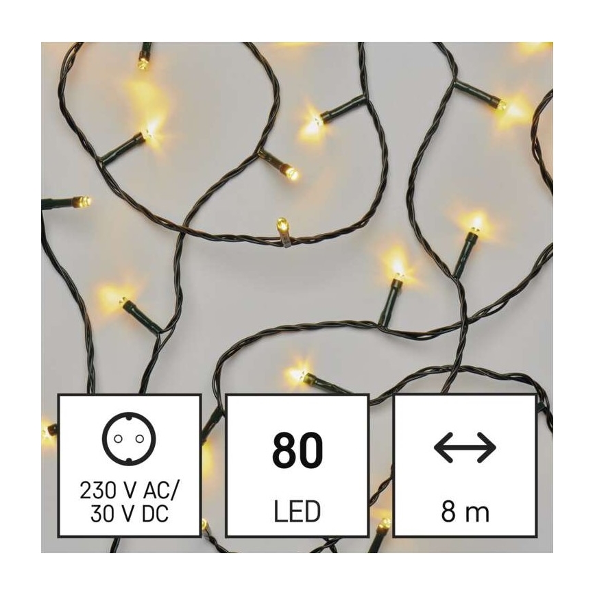 Warm Wit LED Kerst buitenketting 80x LED / 13m IP44