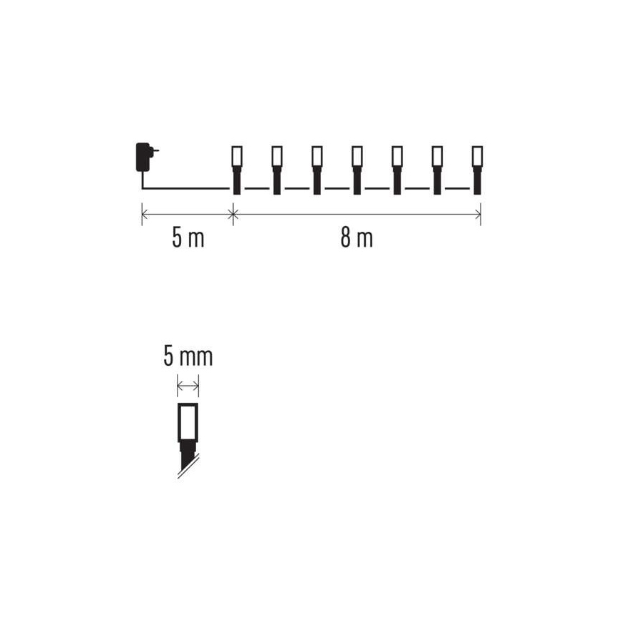 Warm Wit LED Kerst buitenketting 80x LED / 13m IP44