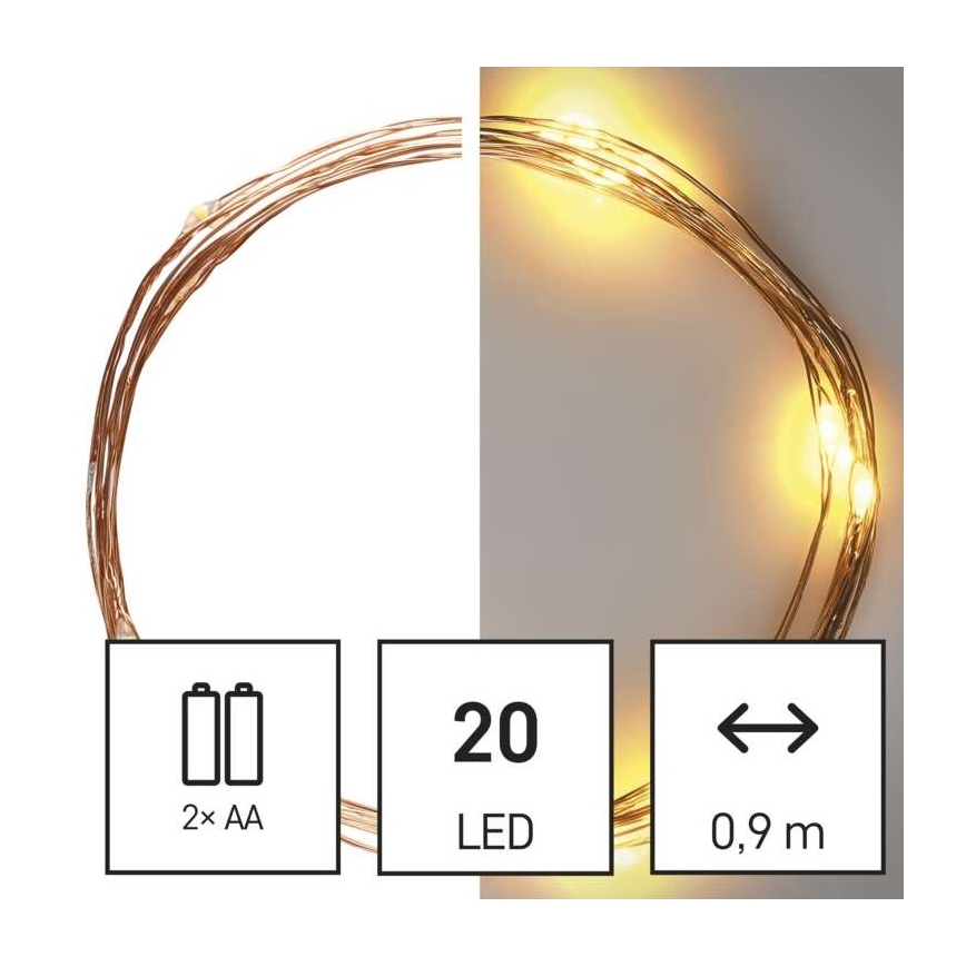 Warm wit LED kerstketting 20x LED / 2,4m