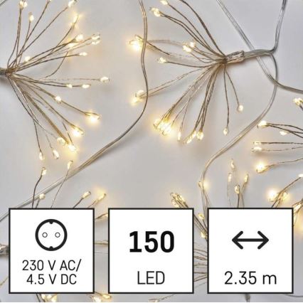 Warm Witte LED kerstketting 150x LED / 5,35m