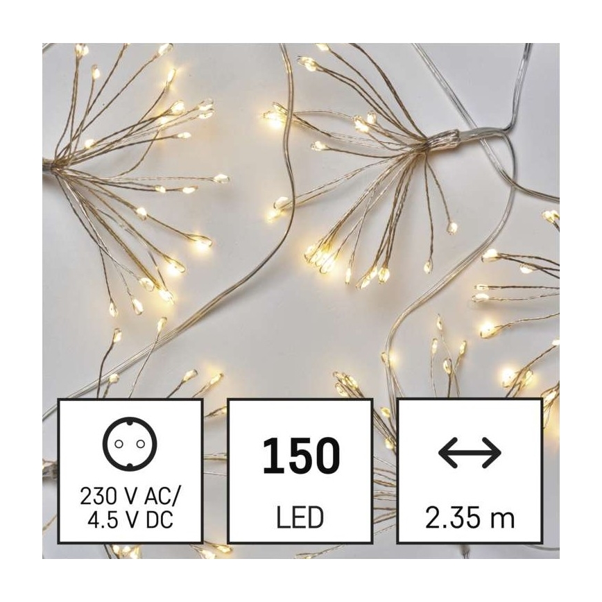 Warm Witte LED kerstketting 150x LED / 5,35m