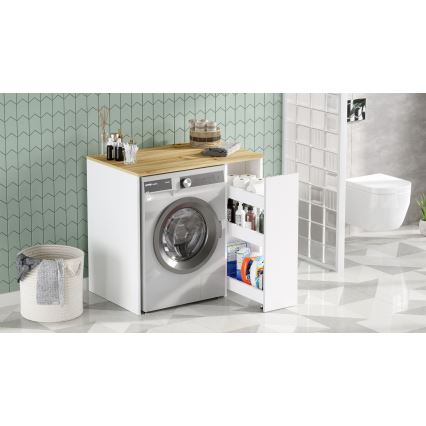 Wasmachine kast met een opslagruimte 88,3x93,5 cm wit/walnoot