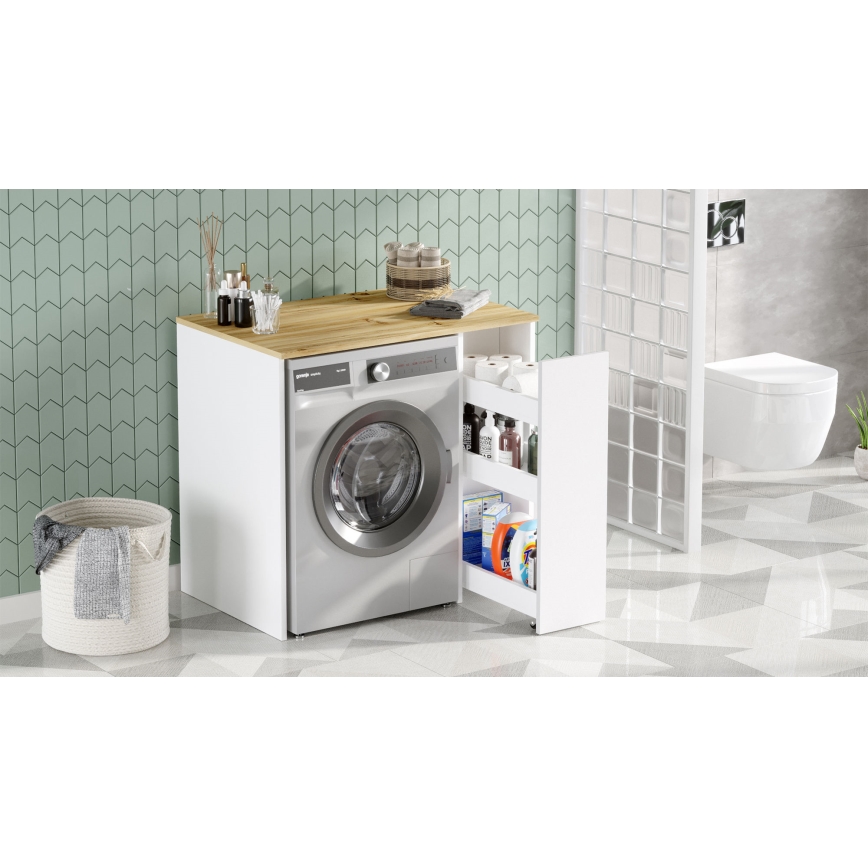 Wasmachine kast met een opslagruimte 88,3x93,5 cm wit/walnoot