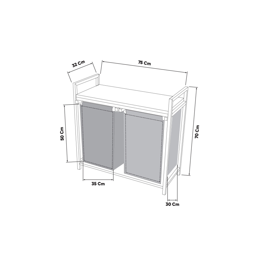 Wasmand 75x70 cm zwart