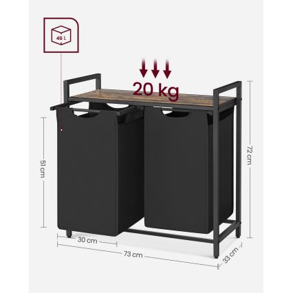 Wasmand REX 73x72x33 cm bruin/zwart