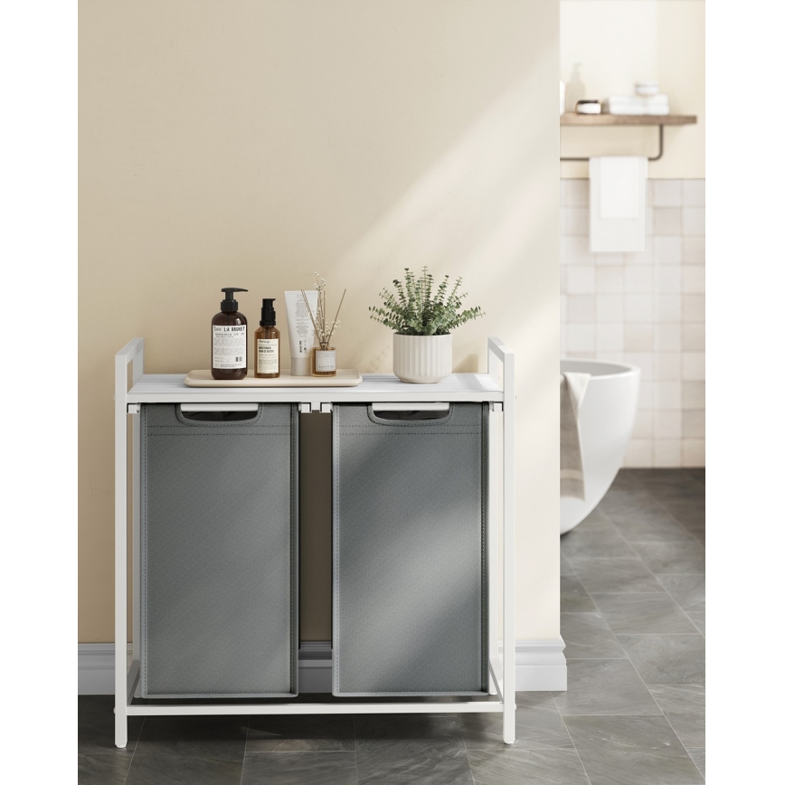 Wasmand REX wit/grijs