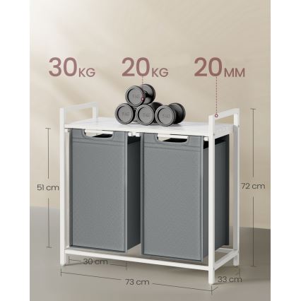 Wasmand REX wit/grijs