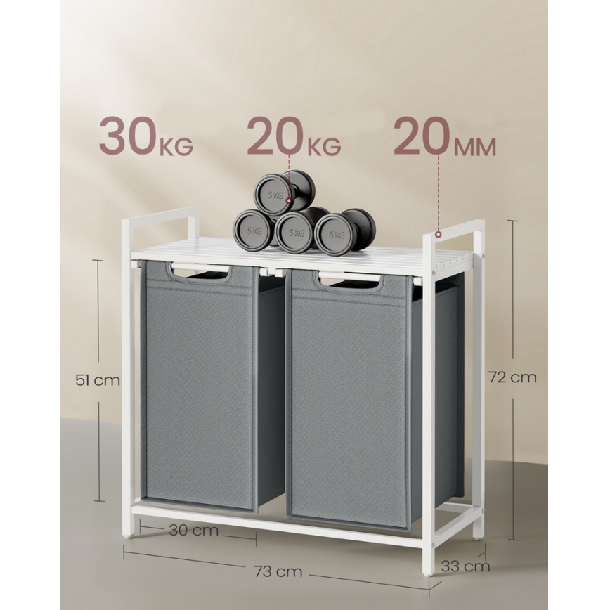 Wasmand REX wit/grijs