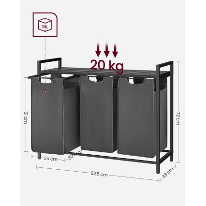 Wasmand REX zwart/grijs