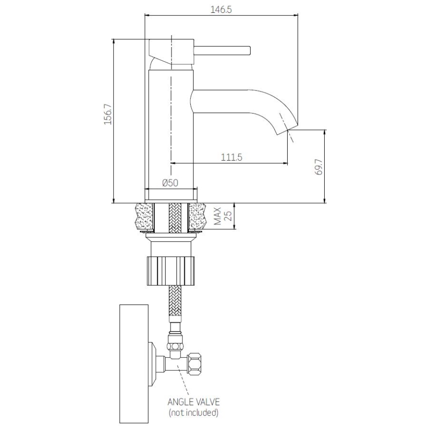 Wastafelkraan ANHOLT 15,6 cm geborsteld messing