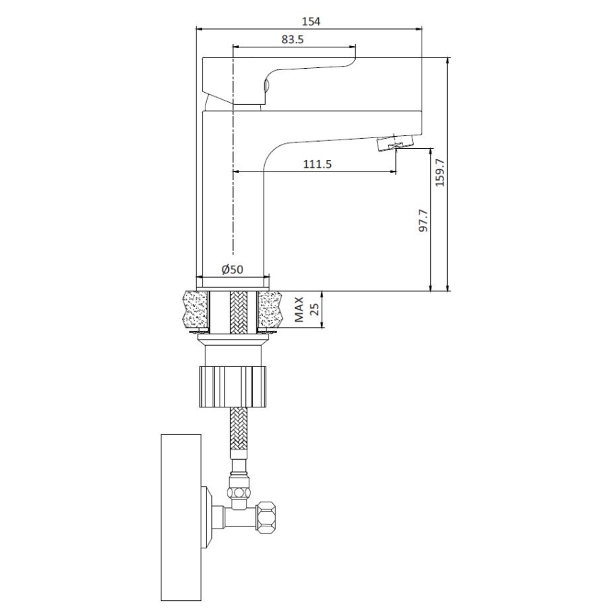 Wastafelkraan NAESBY 15,9 cm mat zwart