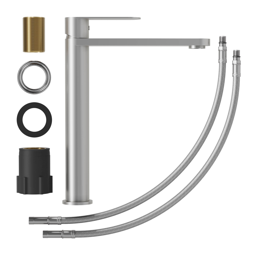 Wastafelkraan TARNBY 27,3 cm geborsteld roestvrij staal