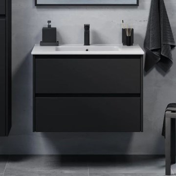 Wastafelmeubel met wasbak MOLDE 80x55x46 cm zwart