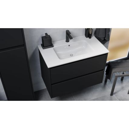 Wastafelmeubel met wasbak MOLDE 80x55x46 cm zwart
