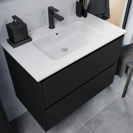 Wastafelmeubel met wasbak MOLDE 80x55x46 cm zwart