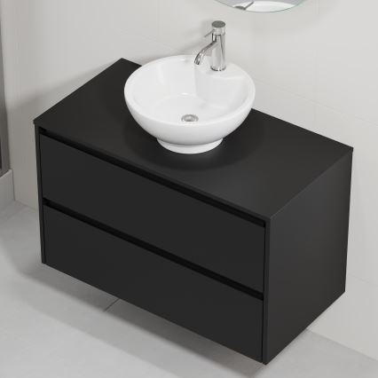 Wastafelmeubel TRONDHEIM/DRAMMEN 90x57x46 cm zwart/wit