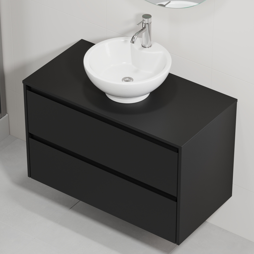 Wastafelmeubel TRONDHEIM/DRAMMEN 90x57x46 cm zwart/wit