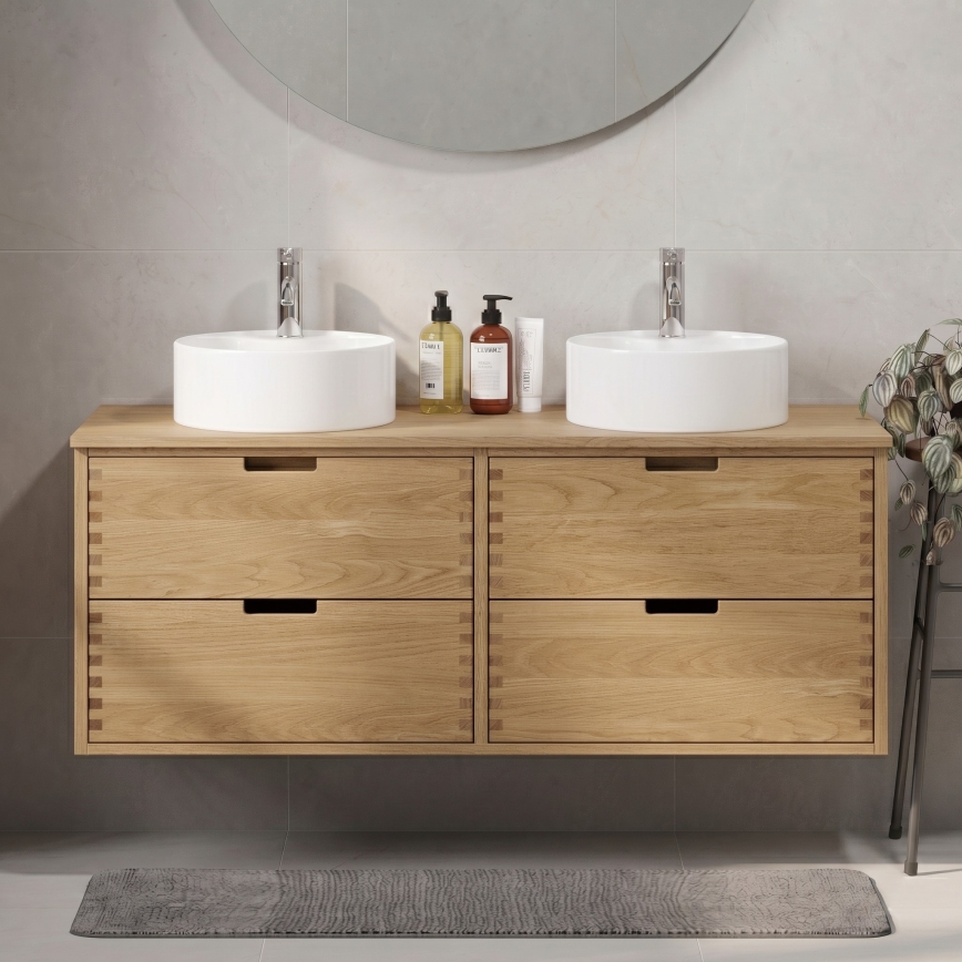 Wastafelonderkast GRIBSKOV 120 cm beige/eiken