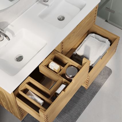 Wastafelonderkast GRIBSKOV 120 cm beige/eiken
