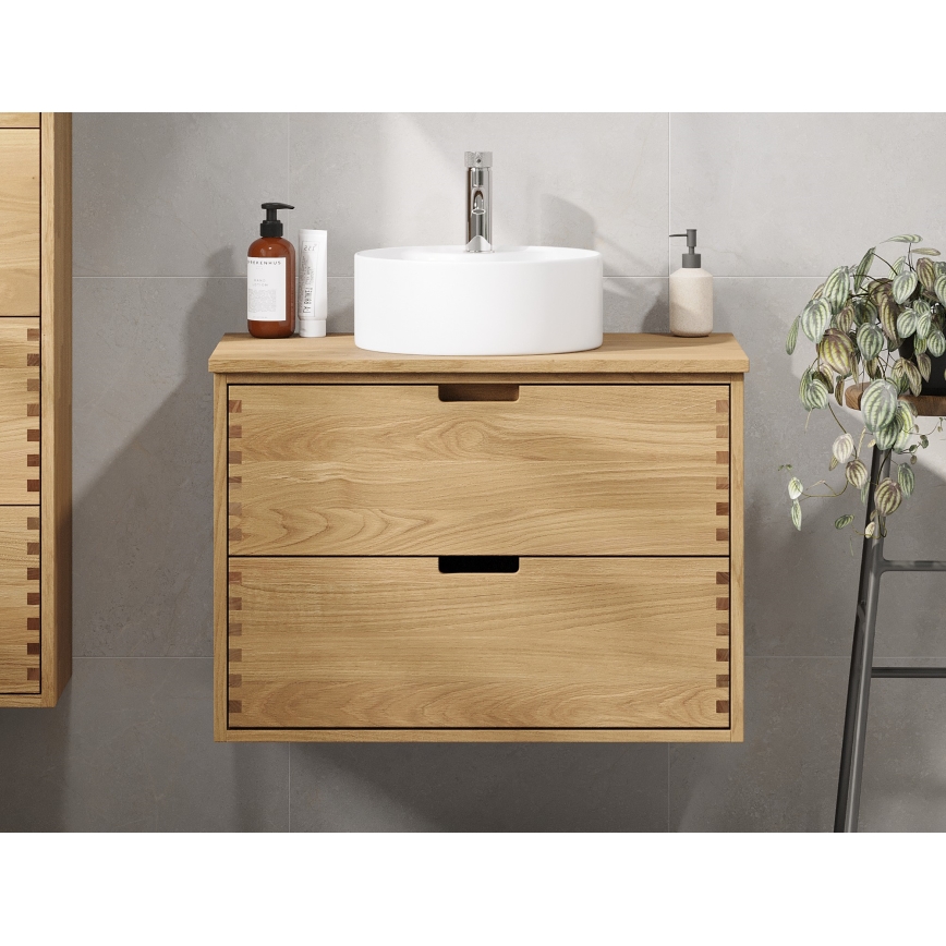 Wastafelonderkast GRIBSKOV 80 cm beige/eiken