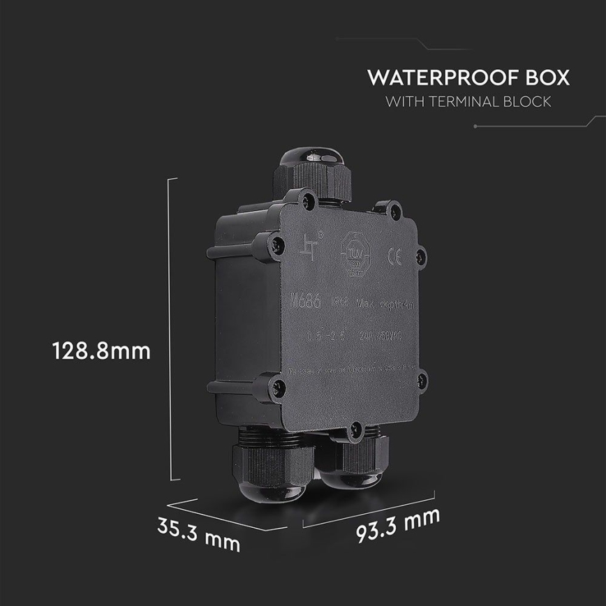 Waterdichte aansluitdoos IP68 zwart