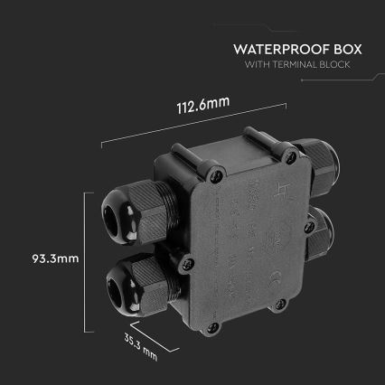 Waterdichte aansluitdoos IP68 zwart