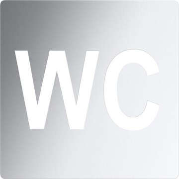 WC-icoon 12x12 cm roestvrij staal/zilverkleurig