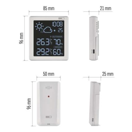 Weerstation 5V 2xAAA + 2xAAA wit