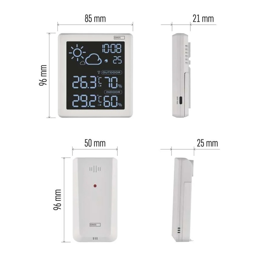 Weerstation 5V 2xAAA + 2xAAA wit