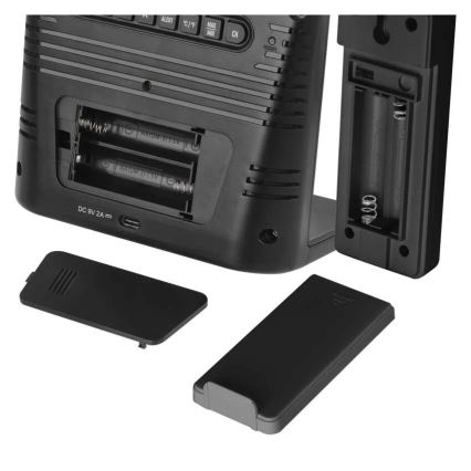 Weerstation met draadloos opladen 5V, 2xAA + 2xAAA, zwart