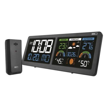 Weerstation met kleurrijk LCD-display en wekker 5V 3xAAA + 2xAA zwart
