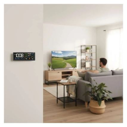 Weerstation met kleurrijk LCD-display en wekker 5V 3xAAA + 2xAA zwart