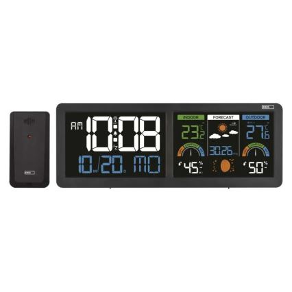 Weerstation met kleurrijk LCD-display en wekker 5V 3xAAA + 2xAA zwart