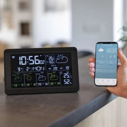 Weerstation met LCD-display GoSmart 230V/3xAAA + 2×AAA Wi-Fi Tuya zwart