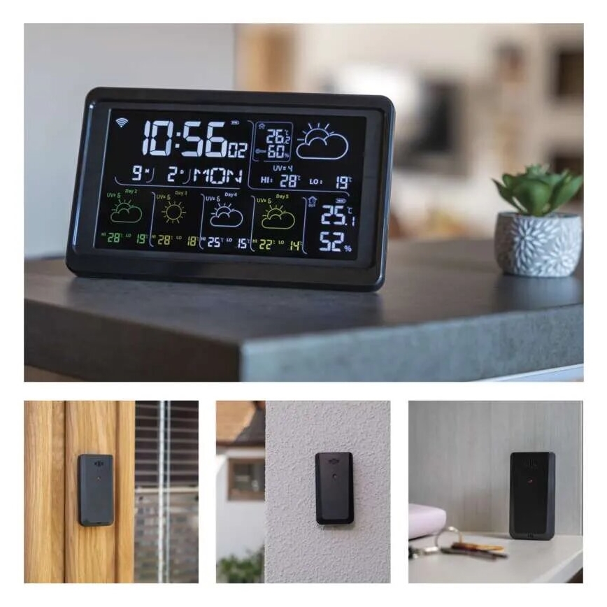 Weerstation met LCD-display GoSmart 230V/3xAAA + 2×AAA Wi-Fi Tuya zwart