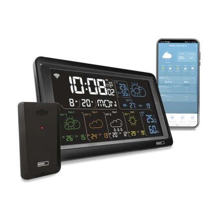 Weerstation met LCD-display GoSmart 230V/3xAAA + 2×AAA Wi-Fi Tuya zwart