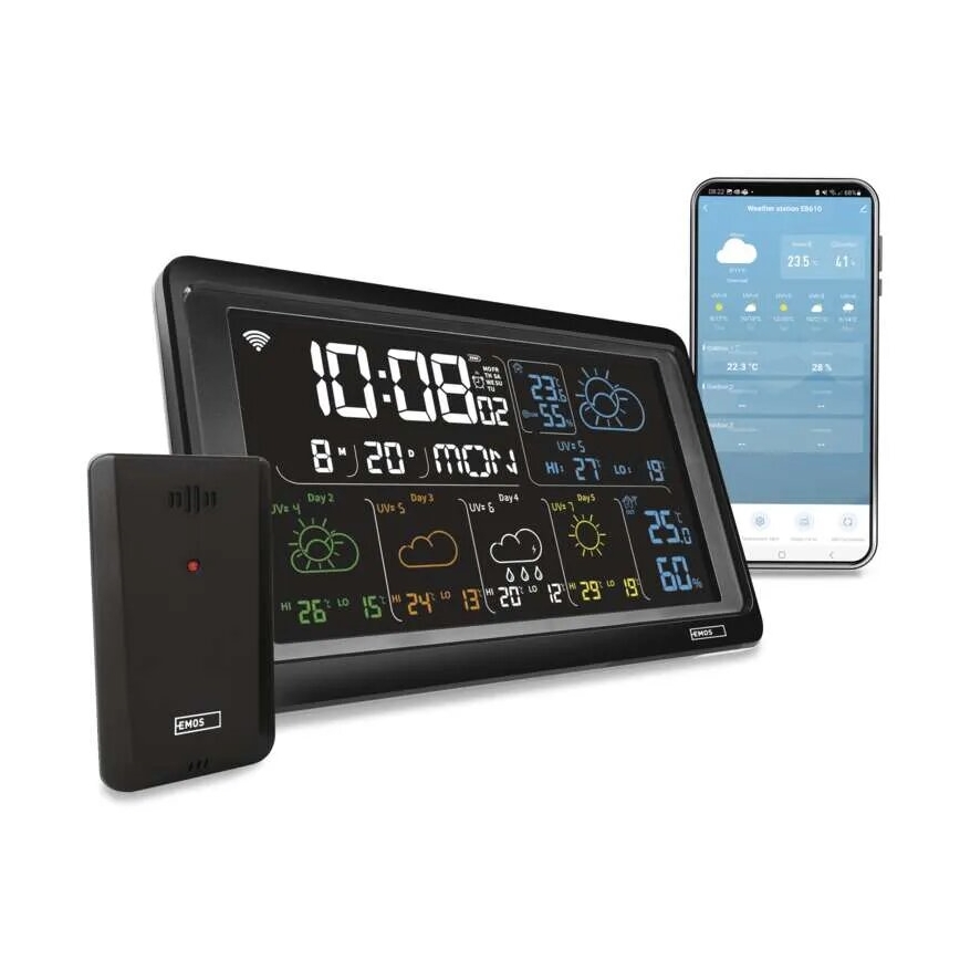Weerstation met LCD-display GoSmart 230V/3xAAA + 2×AAA Wi-Fi Tuya zwart