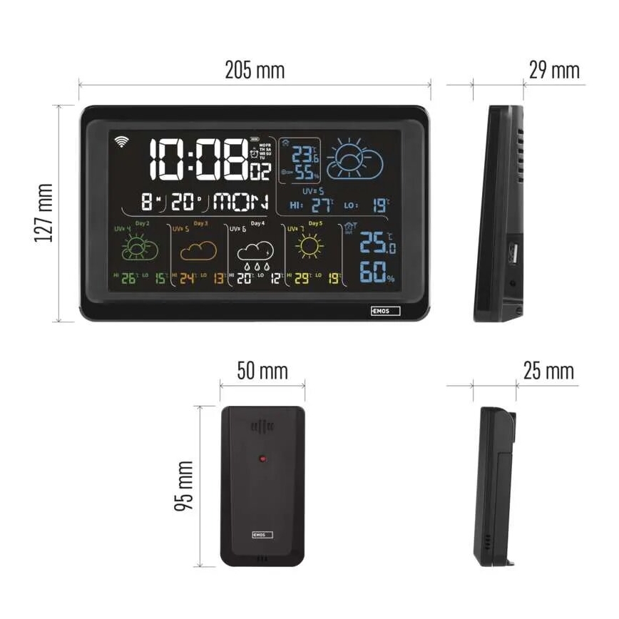 Weerstation met LCD-display GoSmart 230V/3xAAA + 2×AAA Wi-Fi Tuya zwart