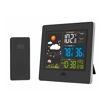 Weerstation met LCD scherm 230V zwart