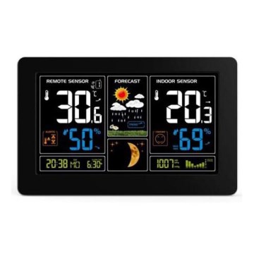 Weerstation met LCD screen USB charging, zwart
