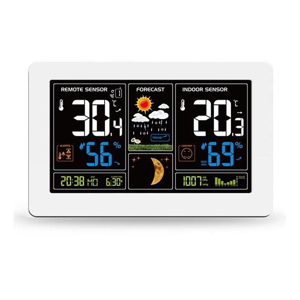 Weerstation met LCD screen USB opladen wit