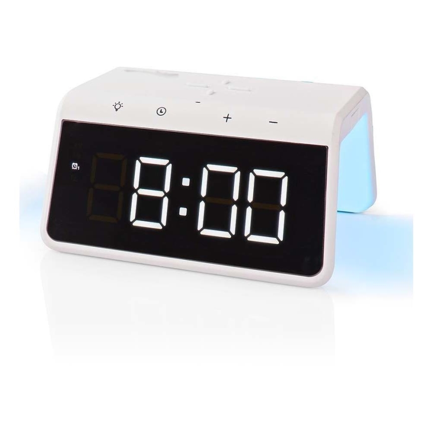 Wekker met LCD scherm en draadloze oplader 15W/230V 1x CR2032 wit