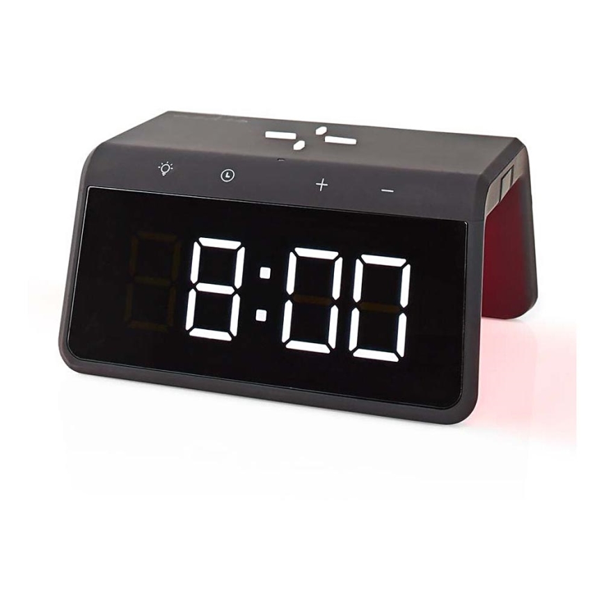 Wekker met LCD scherm en draadloze oplader 15W/230V 1x CR2032 zwart