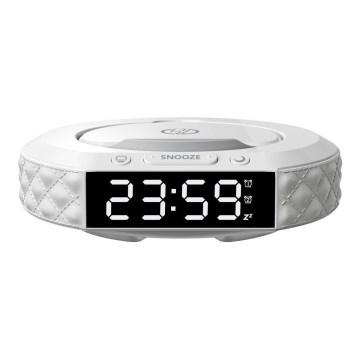 Wekker met LCD scherm en draadloze Qi oplader 27W/9V 220 mAh wit