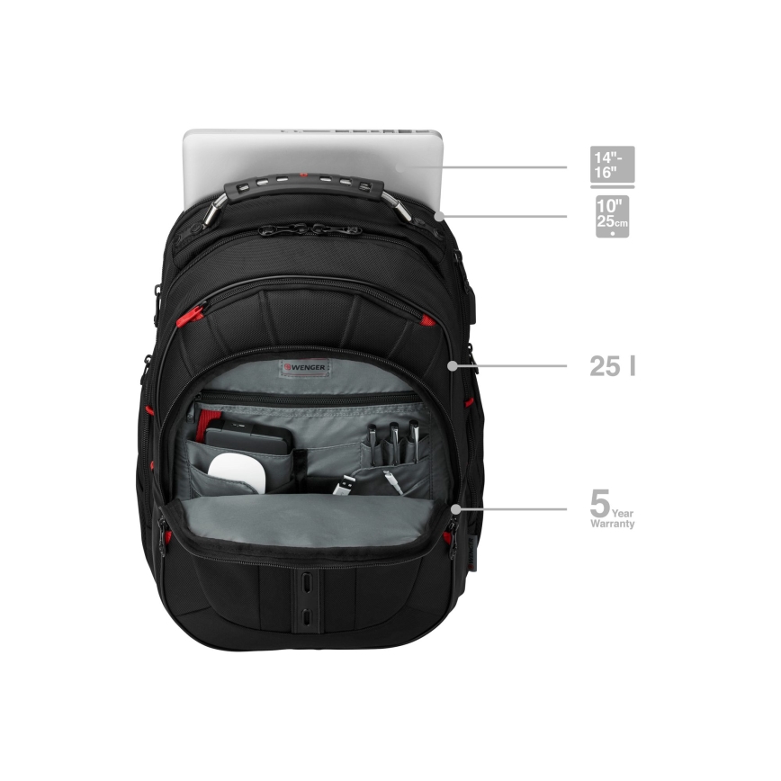 Wenger - Laptoprugzak 25 l 16 met tabletvak 10 Pegasus Deluxe zwart