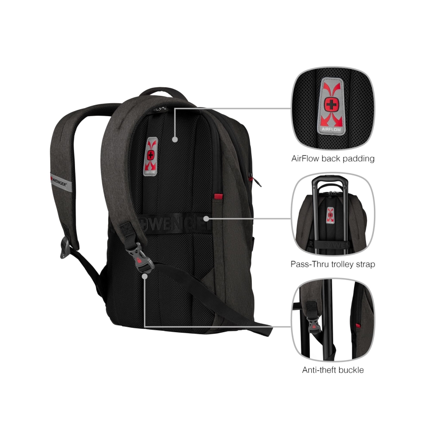 Wenger - Rugzak voor laptop 21 l 16 met vak voor tablet 10 MX Light zwart