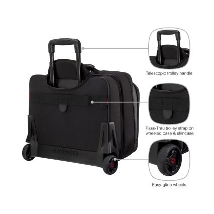 Wenger - Reiskoffer op wielen 23 l 17" + laptoptas 15,4" Potomac zwart